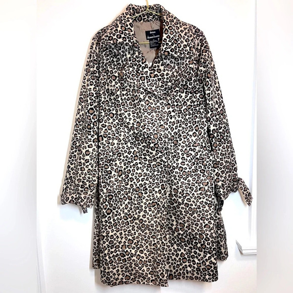 NWT Dennis Basso Animal Print Leopard Trench Coat Brown M - Picture 1 of 10